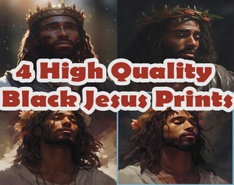 Black Jesus with Thorn Crown, Religious Wall Decor, Christian Artwork, African American Jesus, Black Christian Art, Afrocentric Art Decor