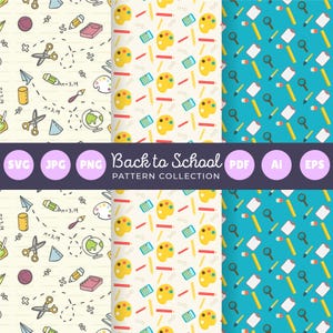 Back to School Digital Papers, seamless repeat printable pattern, instant download file, classroom background, teacher graphics, education