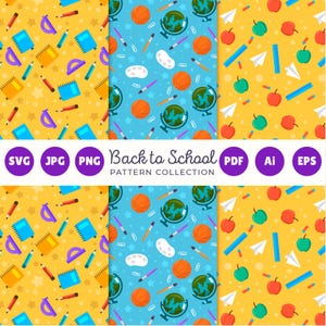 Back to School Digital Papers, seamless repeat printable pattern, instant download file, classroom background, teacher graphics, education