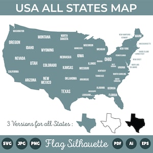USA Outline SVG Bundle: United States Clip Art (Digital Download)