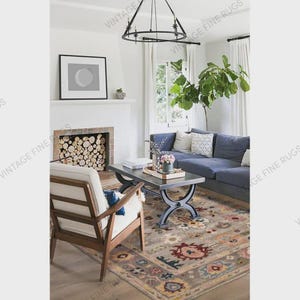 Artisan Hand-Knotted Modern Oushak Rug in Light Grey with Multicolor Tribal Motifs – Luxurious Statement Piece in 100% Wool, Size 9x12 Rug