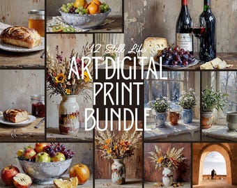 12 Still Life Kitchen & Dining Room Wall Art Digital Print Bundle
