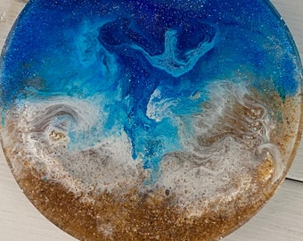 Beach Ocean Epoxy Resin Coasters - Set of 2