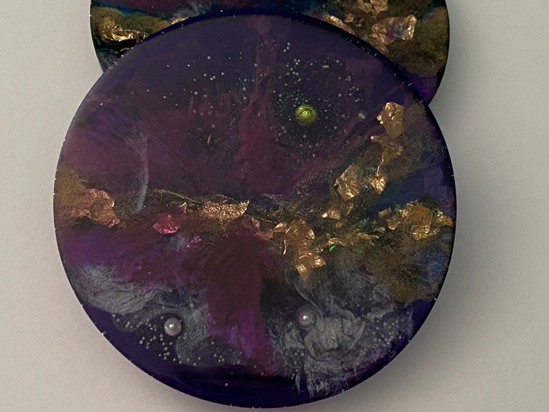 Epoxy Resin Coasters Set of 2 Edge of the Galaxy image 5