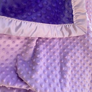 Purple Minky Stroller Blanket: Fleece with Satin Binding