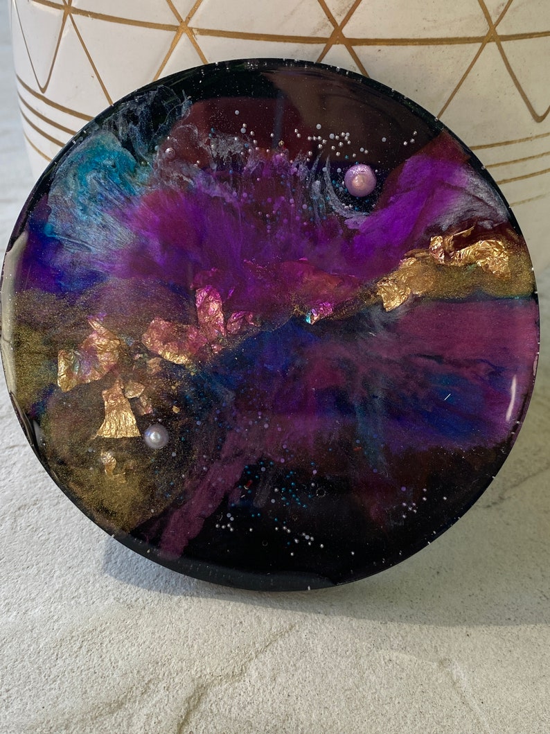 Epoxy Resin Coasters Set of 2 Edge of the Galaxy image 8