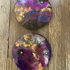 Epoxy Resin Coasters Set of 2 Edge of the Galaxy image 2