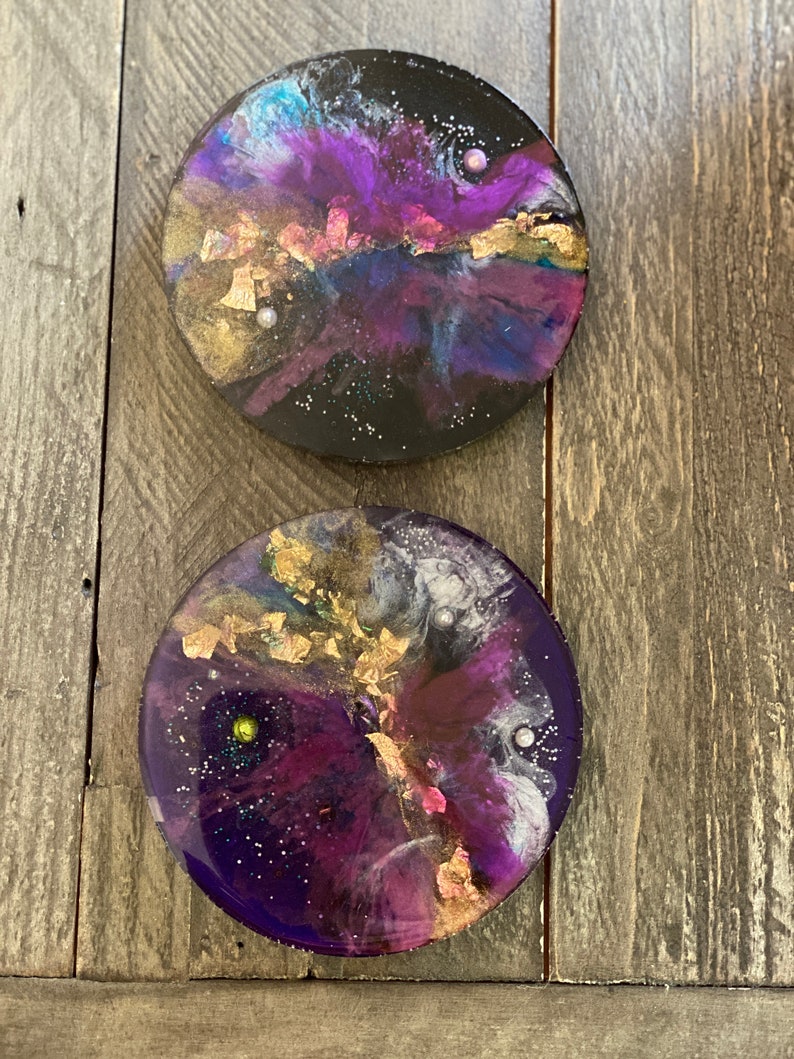 Epoxy Resin Coasters Set of 2 Edge of the Galaxy image 2