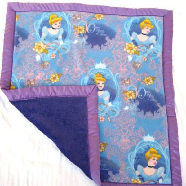 Purple Princess Stroller Blanket - Cinderella Fleece with Royal Purple Minky and Satin Binding