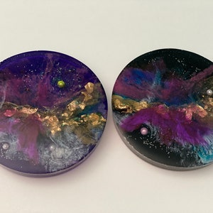 Epoxy Resin Coasters Set of 2 Edge of the Galaxy image 4