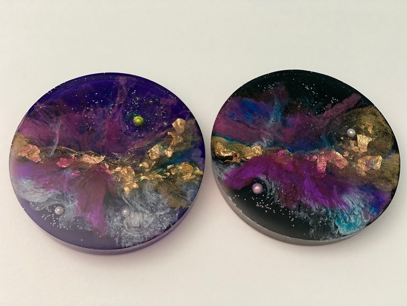 Epoxy Resin Coasters Set of 2 Edge of the Galaxy image 4