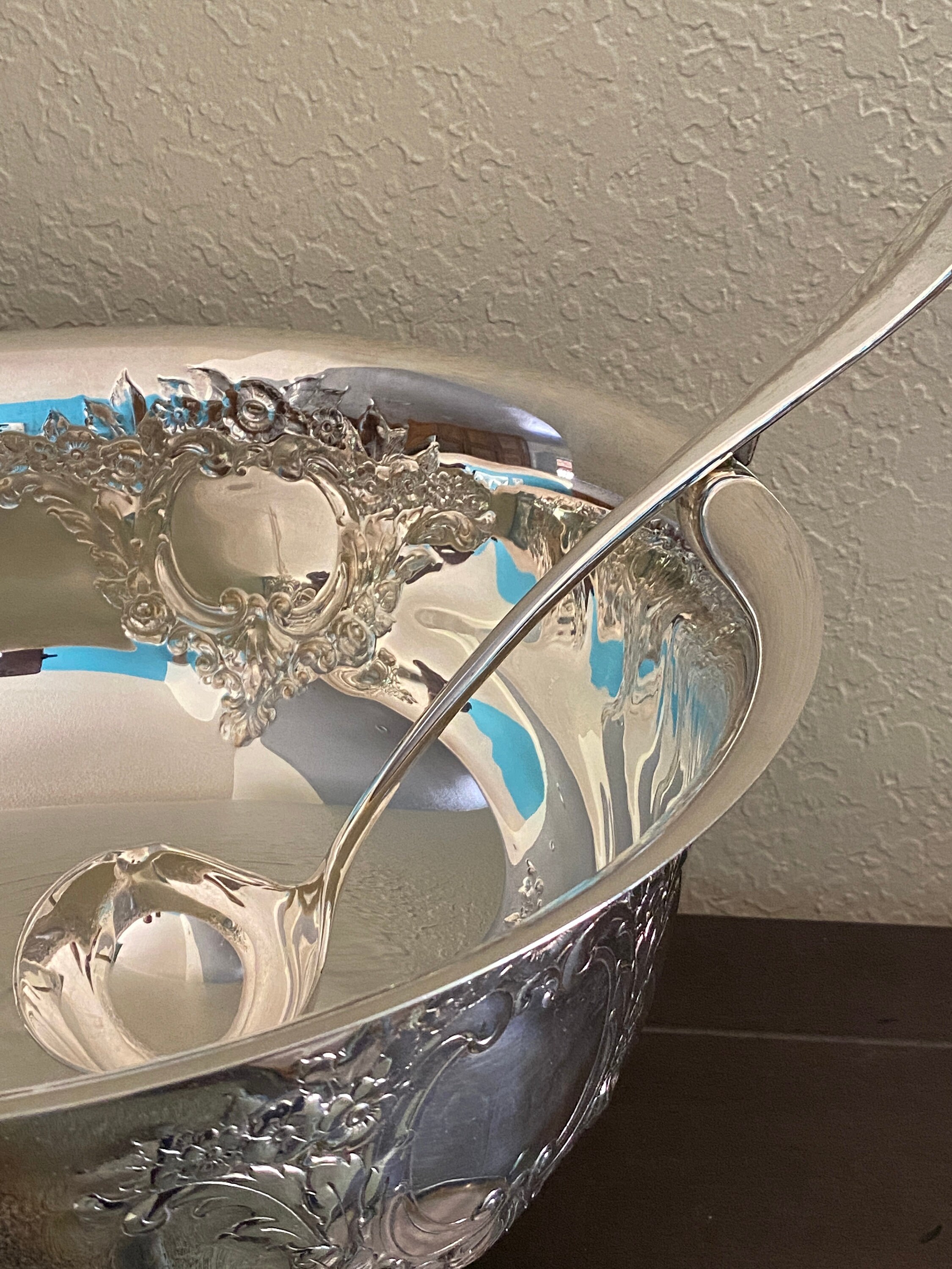 Vintage Elegant Silver Punch Bowl With Cups Oneida Silver Punchbowl Set