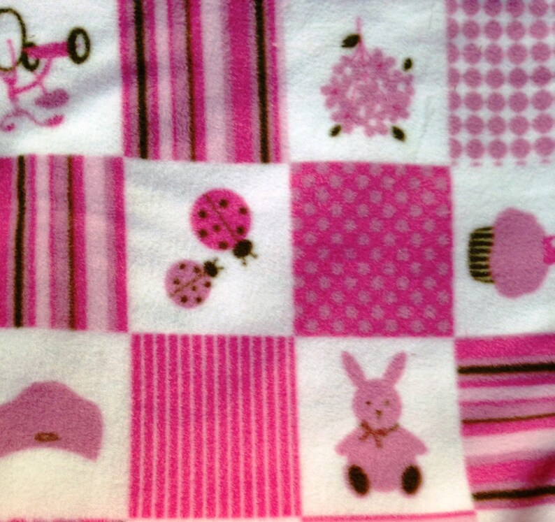 Pink Infant Stroller Blanket Cuddly Pink and Brown Print Fleece Etsy