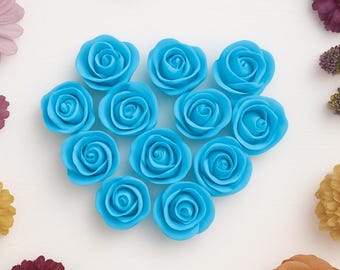72-Pack Mini Foam Rose Heads - 2.5cm Artificial Flowers For Wedding, Party & Home Decor (Light Blue) - View #5