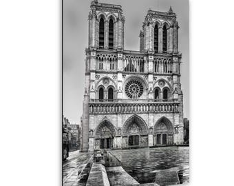 Notre Dame Cathedral Print: Paris Black and White Photography (Wall Art)