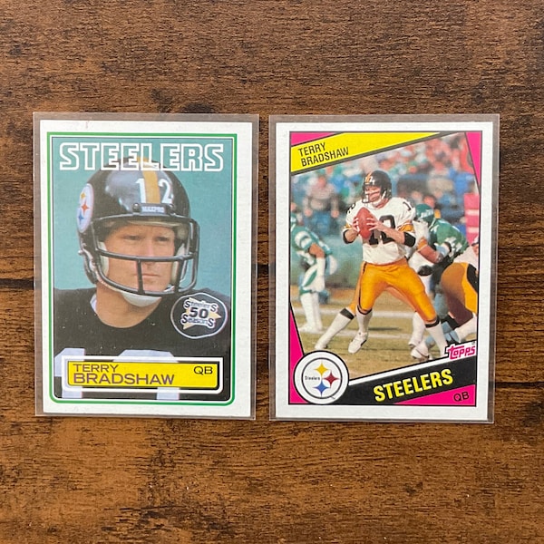 Terry Bradshaw 1983 1984 Topps Football Card lot of (2) Original Issue Pittsburgh Steelers HOF