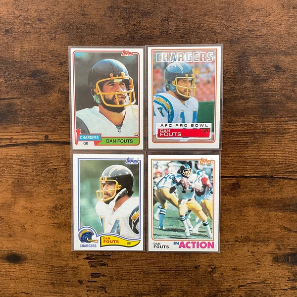 Dan Fouts 1981 1982 1983 Topps Football Card Lot of (4) Original Issue San Diego Chargers Sharp