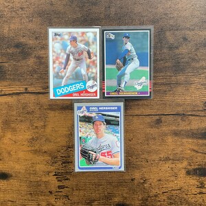 Orel Hershiser 1985 Topps Donruss Fleer Rookie Baseball Card Lotto di (3) numeri originali Los Angeles Dodgers BELLISSIMO