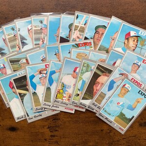 Lot de cartes des Expos de baseball de Montréal 1970 Topps de (28) édition originale RC Mauch Renko assez haute #