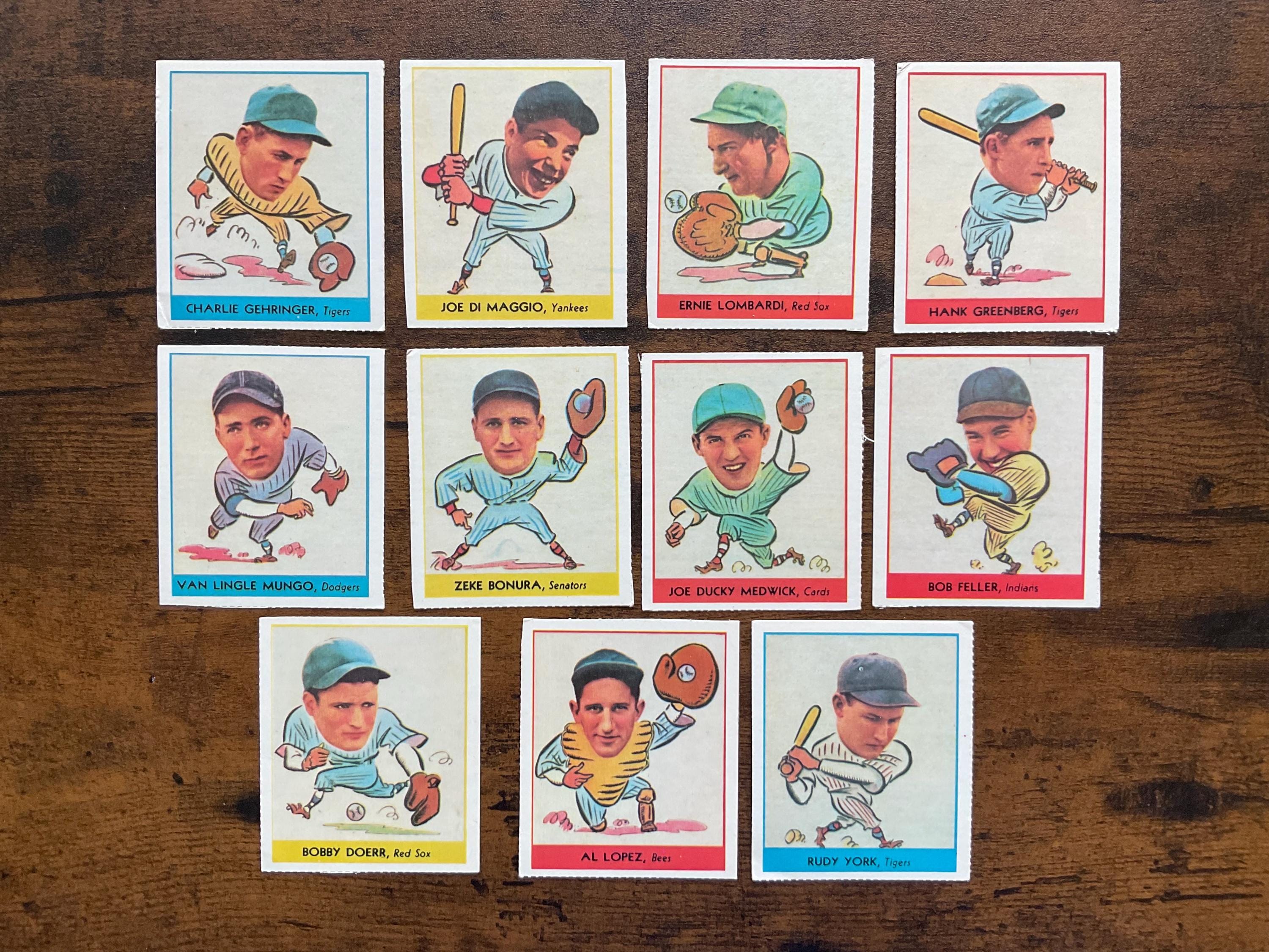 1938 Goudey Baseball Card lot of (11) Dover Reprint Big League Chewing Gum Head’s Up Joe Di Maggio Bob Feller HOF