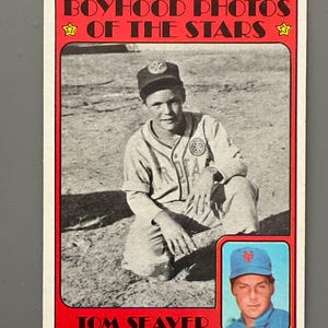 Tom Seaver 1972 Topps Baseball Card #347 New York Mets Boyhood Photos Edizione originale HOF Hall of Fame Bello