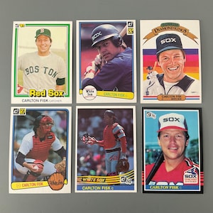 Carlton Fisk 1981-85 Donruss Baseball Card Lote de (6) Boston Red Sox Chicago White Sox Hall da Fama do Hall da Fama da HOF Edição original Sharp