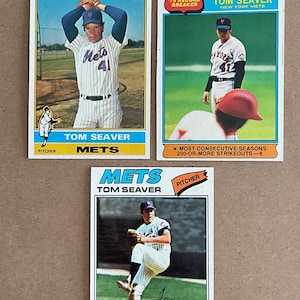 Tom Seaver 1976 1977 Topps Baseball Card Lotto di (3) New York Mets Original Issue HOF Hall of Fame Bello