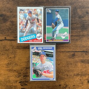 Orel Hershiser 1985 Topps Donruss Fleer Rookie Baseball Card Zestaw (3) oryginalnych wydań Los Angeles Dodgers NICE RC