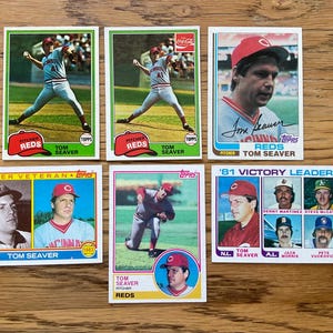 Tom Seaver 1981-83 Topps Baseballkarte Lot von (6) Cincinnati Reds Originalausgabe Sharp HOF Hall of Fame Coca-Cola