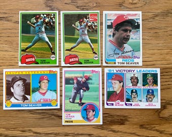 Tom Seaver 1981-83 Topps Baseball Card Lot of (6) Cincinnati Reds HOF Coca-Cola