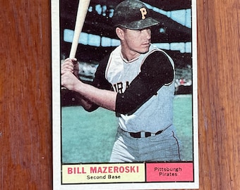 Figurina di baseball Topps di Bill Mazeroski del 1961, numero 430, membro della Hall of Fame dei Pittsburgh Pirates.