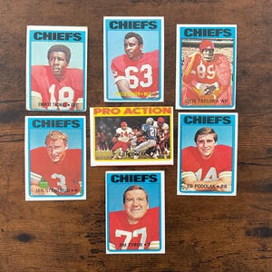 1972 Topps Futebol Kansas City Chiefs Lote de (7) Lanier Stenerud Podolak Thomas Rookies HOF RC
