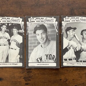 Joe Di Maggio Mickey Mantle Ted Williams 1973 TCMA Baseball Card Lotto di (3) cartoline originali New York Yankees HOF