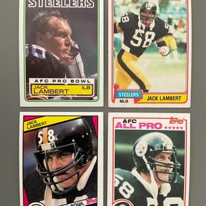 Jack Lambert 1981-84 Topps Football Card Lot of (4) Original Issue Pittsburgh Steelers Hall of Famer HOF