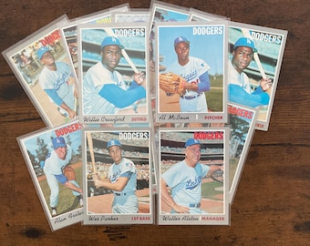1970 Topps Baseball Los Angeles Dodgers Card lot of (14) Alston Crawford McBean High #’s Original Issue HOF