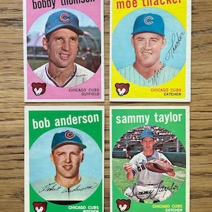 1959 Topps Baseball Card Lot (4) Chicago Cubs Thomson Taylor Thacker Anderson Originalausgabe