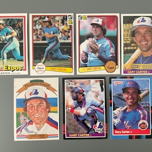 Gary Carter 1981-88 Donruss Lot de (7) cartes de baseball Édition originale Expos de Montréal Mets de New York HOF Sharp