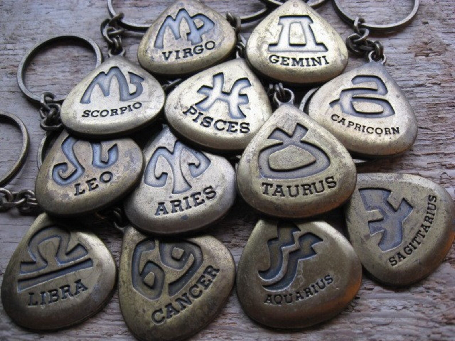 Vintage Zodiac SIGN Keychains Astrology Keychain Choose Your Etsy