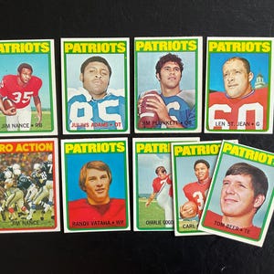 1972 Topps Football New England Patriots Lot of (9) Jim Plunkett Adams Vataha Rookies RC