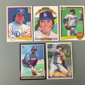 Fernando Valenzuela 1982-83-84-85 Donruss Lotto di (5) carte da baseball originali Los Angeles Dodgers BELLISSIMO