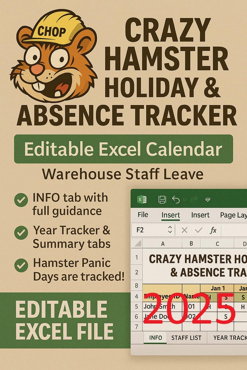 2025 Holiday &amp; Absence Tracker Excel - Editable | Staff Leave Planner ...