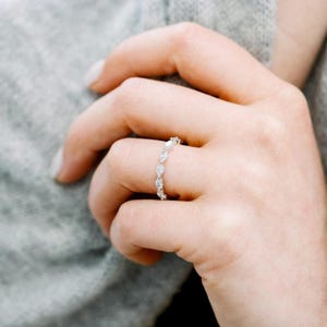 Marquise Cut Eternity Band in 14k Solid Gold / Eternity Moissanite (1.20ct) Wedding Ring / Marquise Stacking Ring / Dainty Anniversary Band
