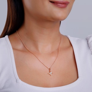 Gold North Star Pendant Necklace • Dainty Moissanite Compass Charm • Layered Celestial Jewelry • Gift for Her
