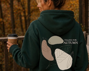 Falling for Autumn Hoodie | Unisex | Back Print | Autumn Pullover | Leaf Design | Cozy Sweater