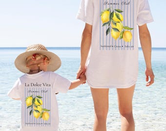 Lemon Summer Club Kids T-Shirt | Summer Kids Shirt | Lemon Shirt for Kids | Family Matching Outfit | Holiday Shirt for Kids | La Dolce Vita