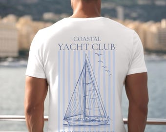 Coastal Yacht Club Shirt | Maritime shirt | Nautical Summer Tee | Sailing Boat | Back Print Shirt| Unisex Shirt | Beach Club T Shirt | Summer