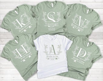 Hen Party T-Shirt | Personalized Hen Party Set | Bride to Be | Team Bride | Maid of Honor | Initial with Flowers | Monogram | Hen Party