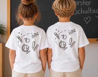 Personalized schoolchild shirt | Kids' T-shirt for starting school | Back to school | Gift | Back print | Boy/girl shirt 2026