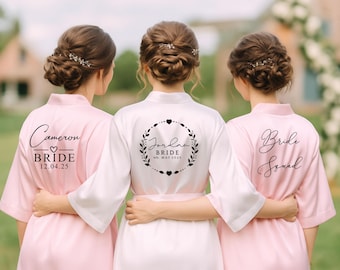 Personalised Bridesmaid Robes, Custom Bridal Robe for Bride & Bridesmaids, Wedding Party Dressing Gown, Bridal Party Robes, Gift for Her