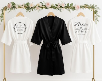 Bridesmaid Robes, Personalised Printed Bride Monogram Robes for Bride & Bridesmaids, Wedding Dressing Gown, Bridal Party Robes Gift for Her